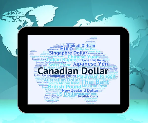 Canadian Dollar Represents Foreign Exchange And Banknotes — Stock Photo, Image