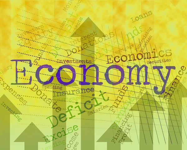 Λέξη οικονομία δείχνει μακρο-οικονομική και οικονομίες — Φωτογραφία Αρχείου