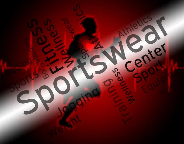 Sportkleding Word geeft Shirt kledingstukken en woorden — Stockfoto