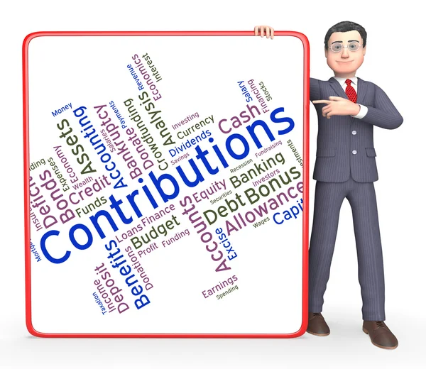 Contribuciones que Word Representa Contribuye Contribuye Y Donatina —  Fotos de Stock