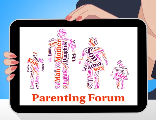 Parenting Forum Means Mother and Baby And Child — стоковое фото