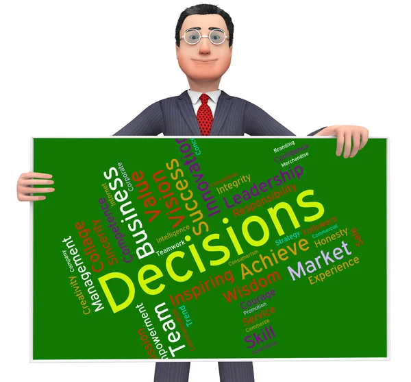 Decision Words Indicates Decided Wordcloud And Text — Stock Photo, Image