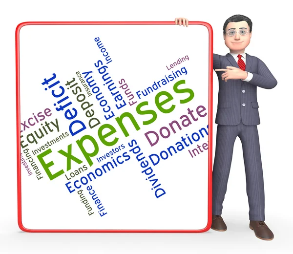 La palabra de gastos representa los gastos salientes y la presupuestación — Foto de Stock