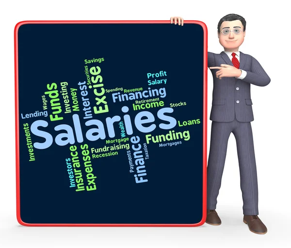 Salaries Word Represents Remuneration Wage And Workers — Stock Photo, Image