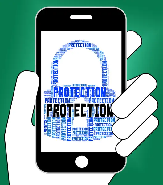 Blokada ochrony pokazuje tekst szyfrowanie i zabezpieczenia — Zdjęcie stockowe