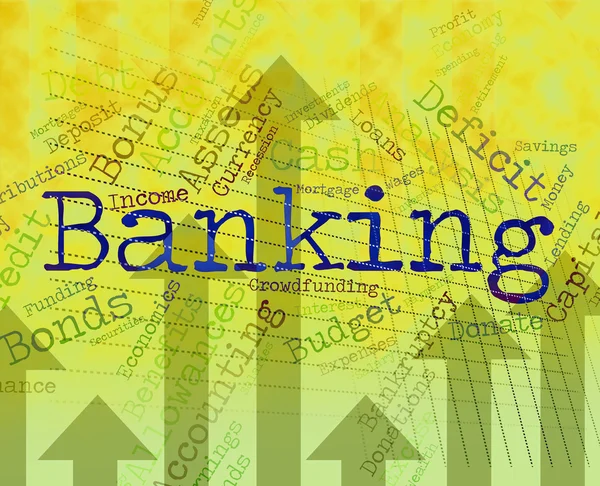 Financiën Banking Word geeft tekst en investeringen — Stockfoto