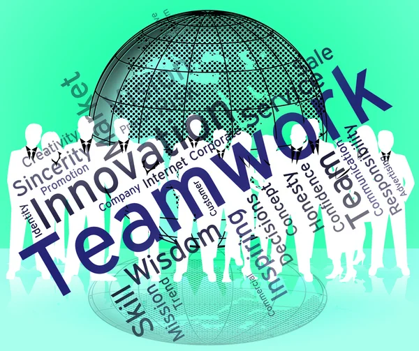 Teamwork woorden toont tekst georganiseerd en netwerken — Stockfoto