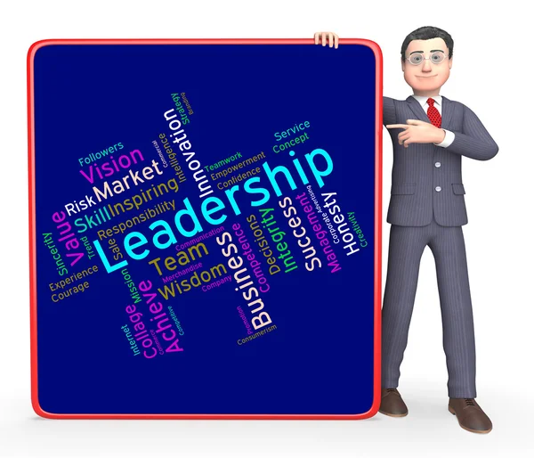 Las palabras de liderazgo representan el comando y la autoridad led — Foto de Stock