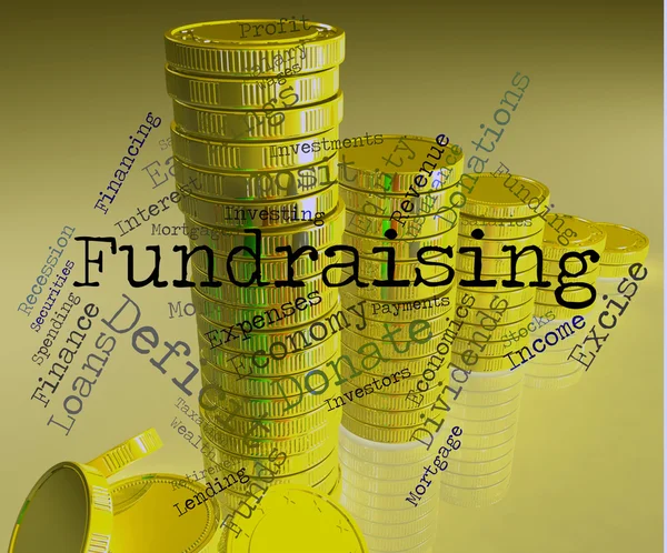 Fundraising-Wort steht für finanzielle Spende und Unterstützer — Stockfoto