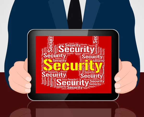 Security Lock Means Wordcloud Secured And Word — Stock Photo, Image