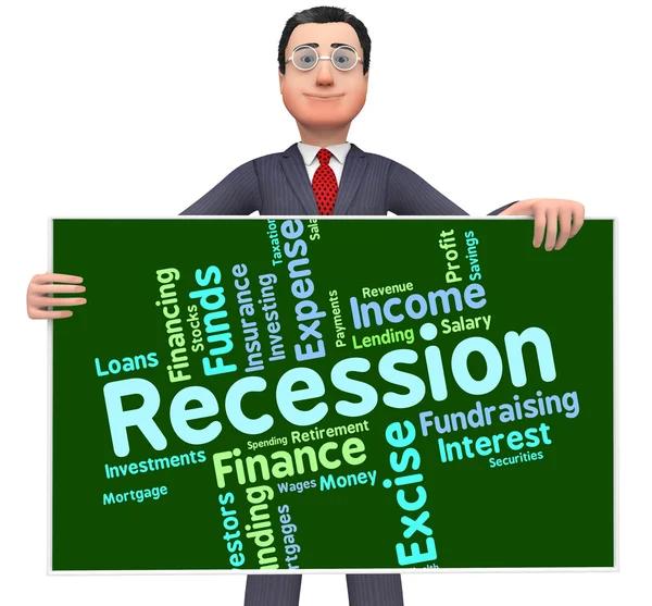 Recession Word Represents Financial Crisis And Bankrupt — Stock Photo, Image