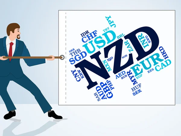 Moeda Nzd mostra Dólar e Moeda da Nova Zelândia — Fotografia de Stock