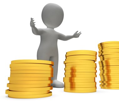 Ampul gösterilen adam düşünün ve 3d render güç
