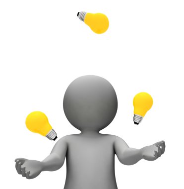 Fikir karakter gösterir güç kaynakları ve yeteneği 3d render