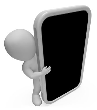 World Wide Web ve boş 3d render boşaltmak Smartphone gösterir