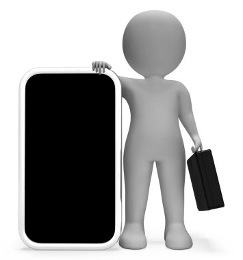 World Wide Web ve boş 3d Renderi Smartphone işadamı gösterir