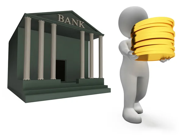 Coins Bank Represents Saved Render And Prosperity 3d Rendering — Stock Photo, Image