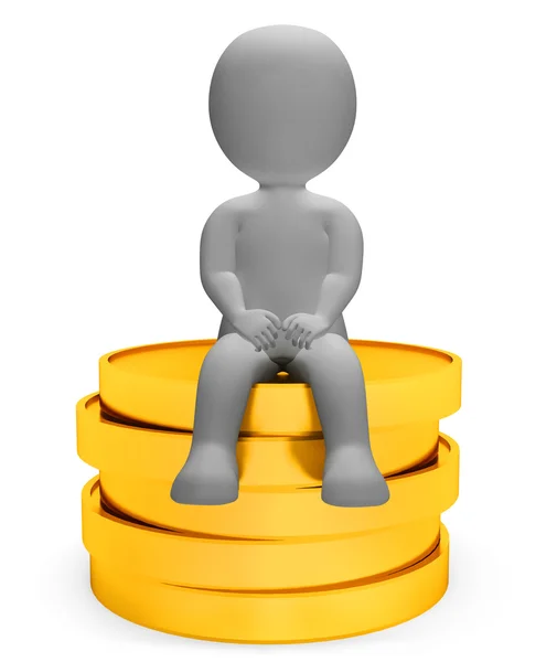 Coins Money Means Treasure Saver And Finances 3d Rendering — Stock Photo, Image