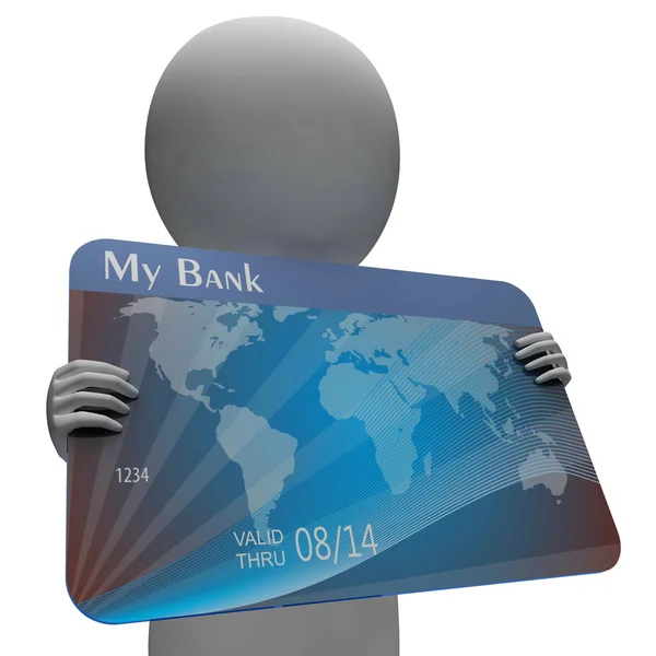 Karta debetowa wskazuje, karty kredytowe i upadłości renderowania 3d — Zdjęcie stockowe