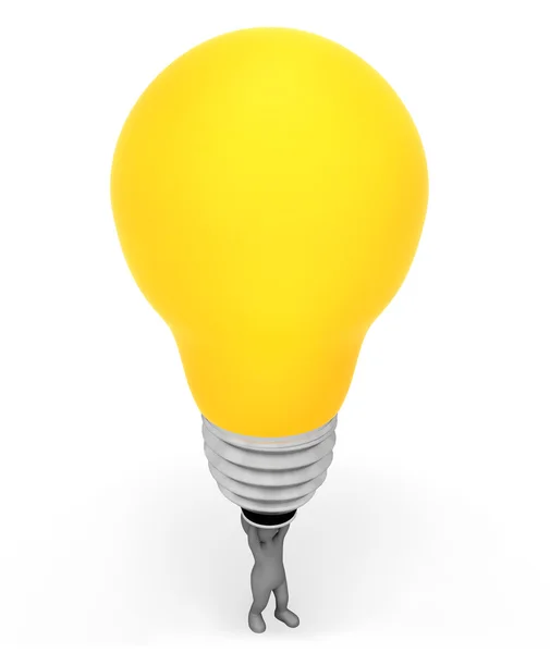 Lightbulb Character Represents Powered Invention And Glowing 3d — Stock Photo, Image