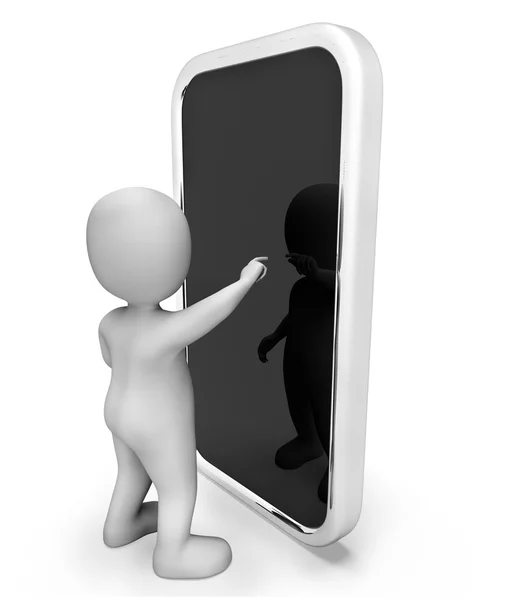 Online Character Indicates World Wide Web And Telephone 3d Rende — Stock Photo, Image