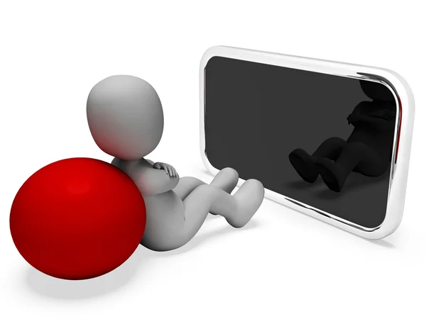 Smartphone Online Rappresenta World Wide Web And Man 3d Rendering — Foto Stock