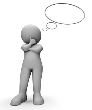 Düşünce balonu düşün gösterir ve 3d Renderin göz önünde bulundurun