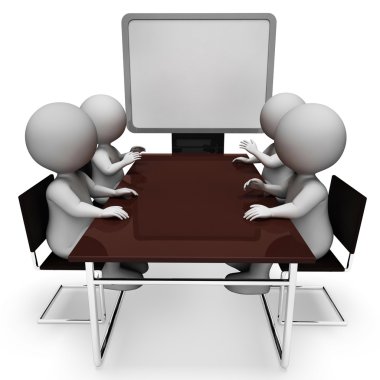 Karakter konferans düz ekran ve Agm 3d Renderin temsil eder