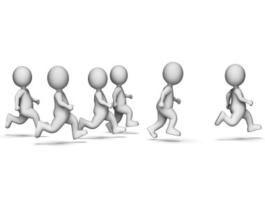 Karakter çalışması Get Fit gösterir ve 3d render kombine