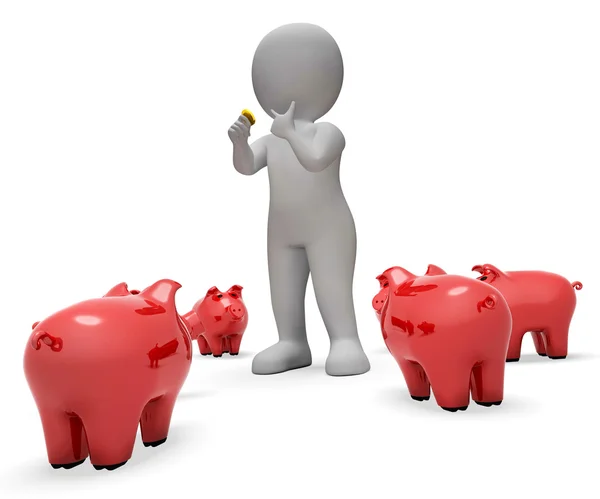 Zapisz oszczędności środków Piggy Bank i kantor renderowania 3d — Zdjęcie stockowe