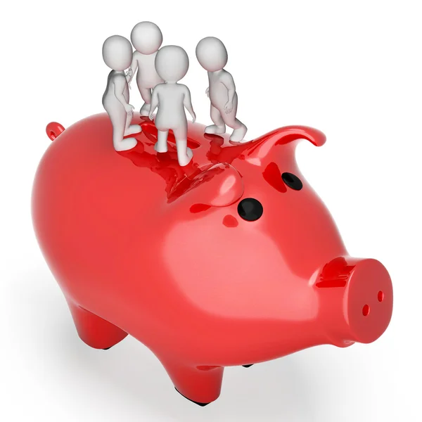 Poupança indica Piggy Bank e Finanças 3D Rendering — Fotografia de Stock