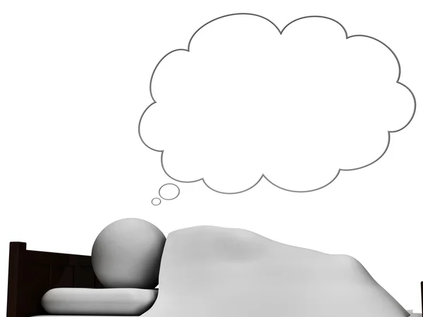 Spać oznacza łóżka Sweet Dreams i sypialnia renderowania 3d — Zdjęcie stockowe