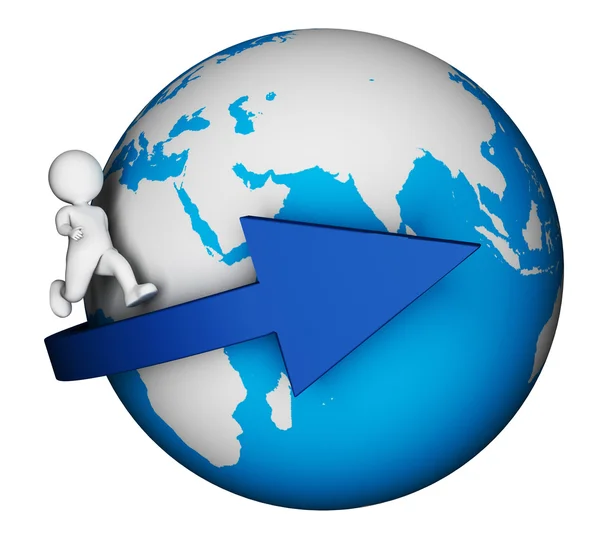 Character Globe Indicates Global Earth And Man 3d Rendering — Stock Photo, Image