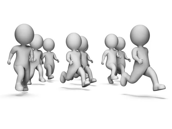 Salud corriendo significa conseguir ajuste y personajes 3d renderizado — Foto de Stock