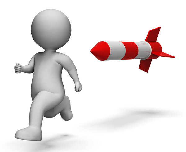 Missile Character Shows Tight Spot and Aim 3d Rendering
