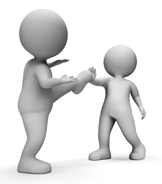 Karate karakterlerinden öz savunma temsil eder ve sanat 3d render