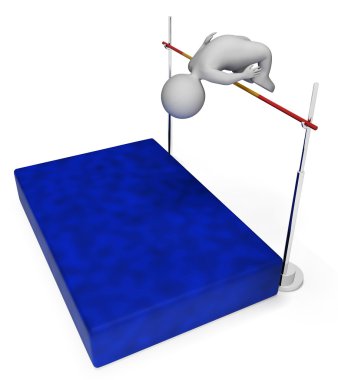 Yüksek atlama anlamına gelir sırıkla yüksek atlama ve atletik 3d render