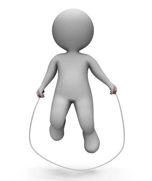 Schriftzeichen überspringen zeigt Seilspringen und Übung 3D-Darstellung — Stockfoto
