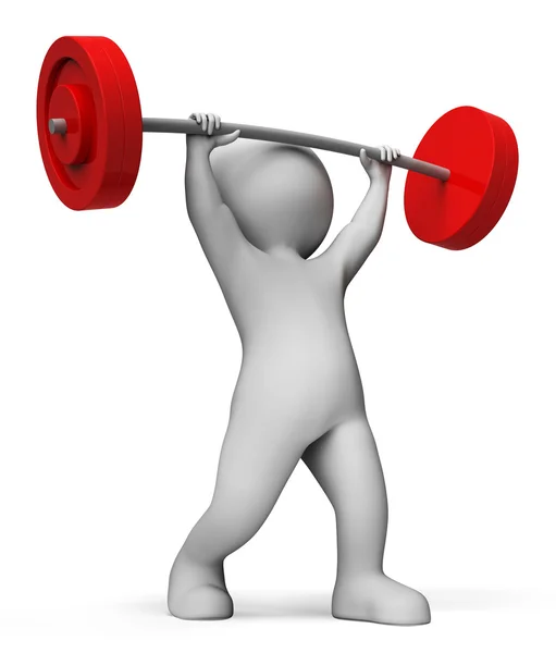 O levantamento de peso significa a construção muscular e a renderização 3d atlética — Fotografia de Stock