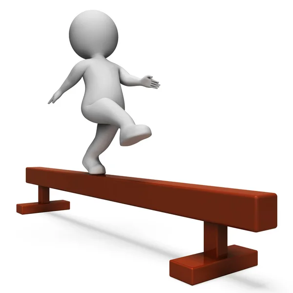 Balance Beam Means Getting Fit And Agility 3d Rendering — Stock Photo, Image