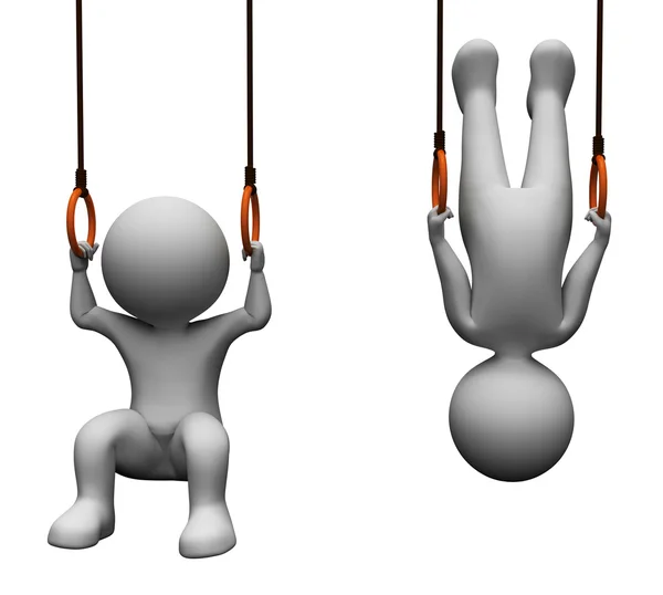 Exercise Rings Means Physical Activity And Dangling 3d Rendering — Stock Photo, Image