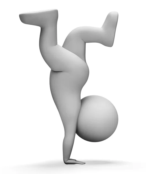 Charakter-Handstand zeigt fit werden und Akrobat 3D-Renderi — Stockfoto
