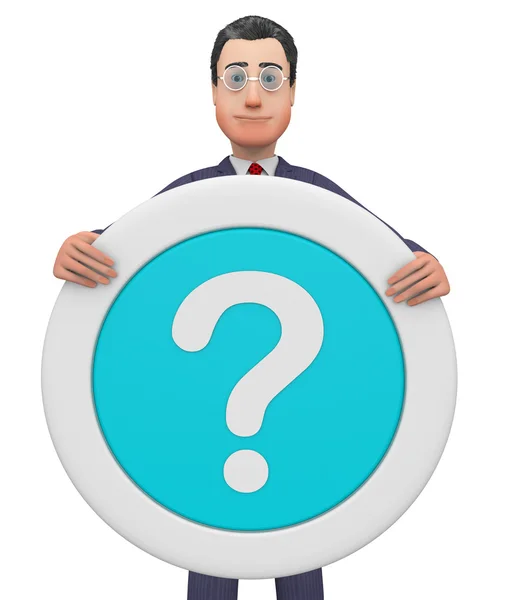 Question Mark Indicates Business Person And Board 3d Rendering — Stock Photo, Image