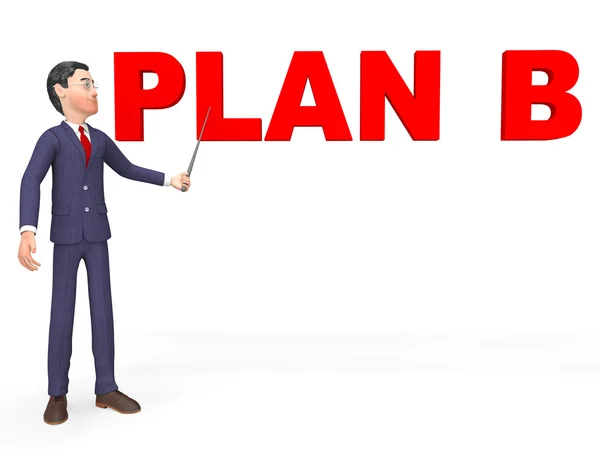 Plan B Represents Fall Back On And Alternate 3d Rendering — Stock Photo, Image