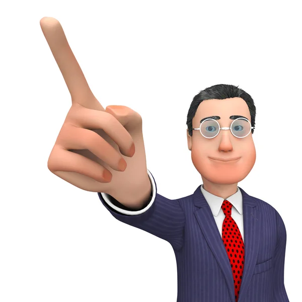 Character Pointing Means Hand Up And Commercial 3d Rendering — Stock Photo, Image