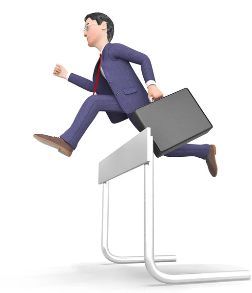 Win Businessman Represents Climb Over And Blocked 3d Rendering — Stock Photo, Image