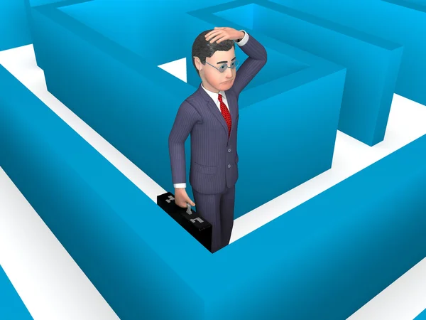 Lost Businessman Represents Decision Making And Achievement 3d R — Stock Photo, Image