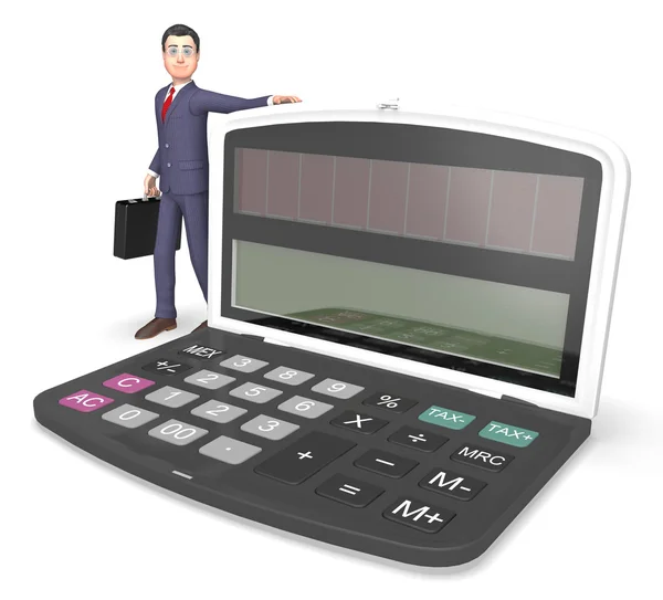 Calculator Businessman Indicates Entrepreneur Earnings And Figur — Stock Photo, Image