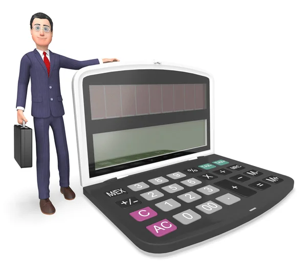 Biznesmen Kalkulator wskazuje Executive obliczeń i Entre — Zdjęcie stockowe