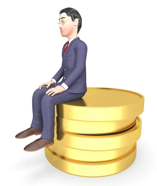 Character Finance Shows Business Person and Success 3d Rendering — стоковое фото